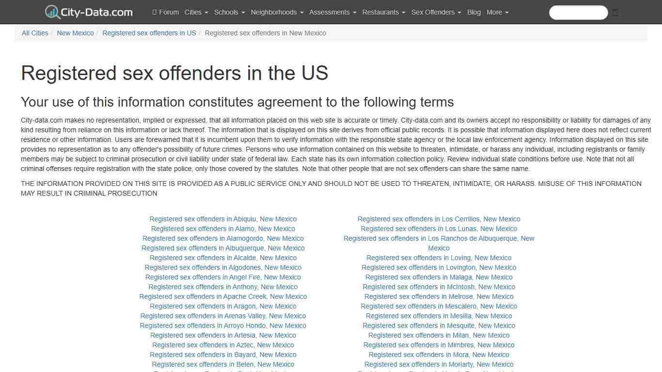 Registered sex offenders in New Mexico