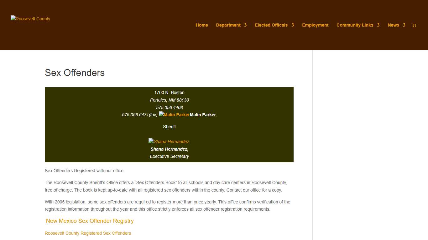 Sex Offenders Roosevelt County